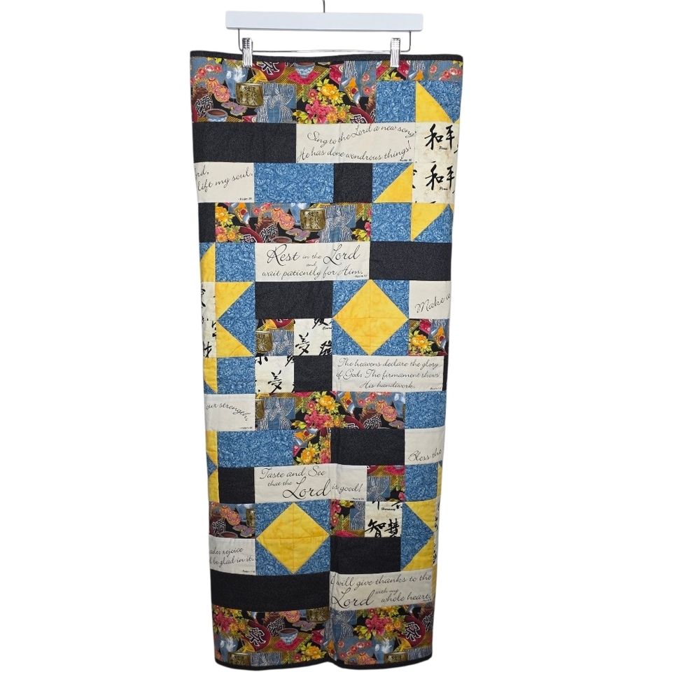 Chinese Christian 100% cotton Quilt Throw Psalms Verses 40X46"
